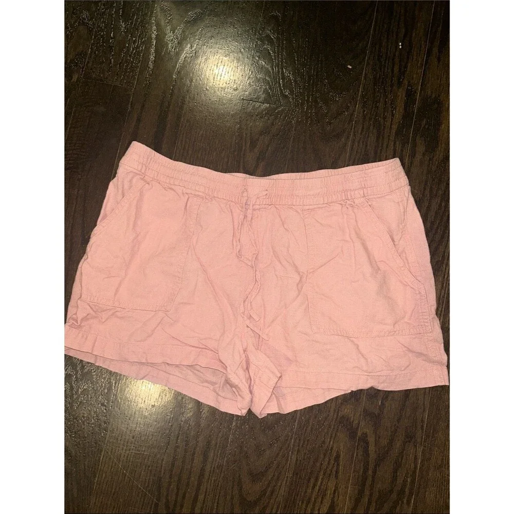J. Crew Light Pink Elastic-Waist Drawstring Linen Viscose Shorts Medium